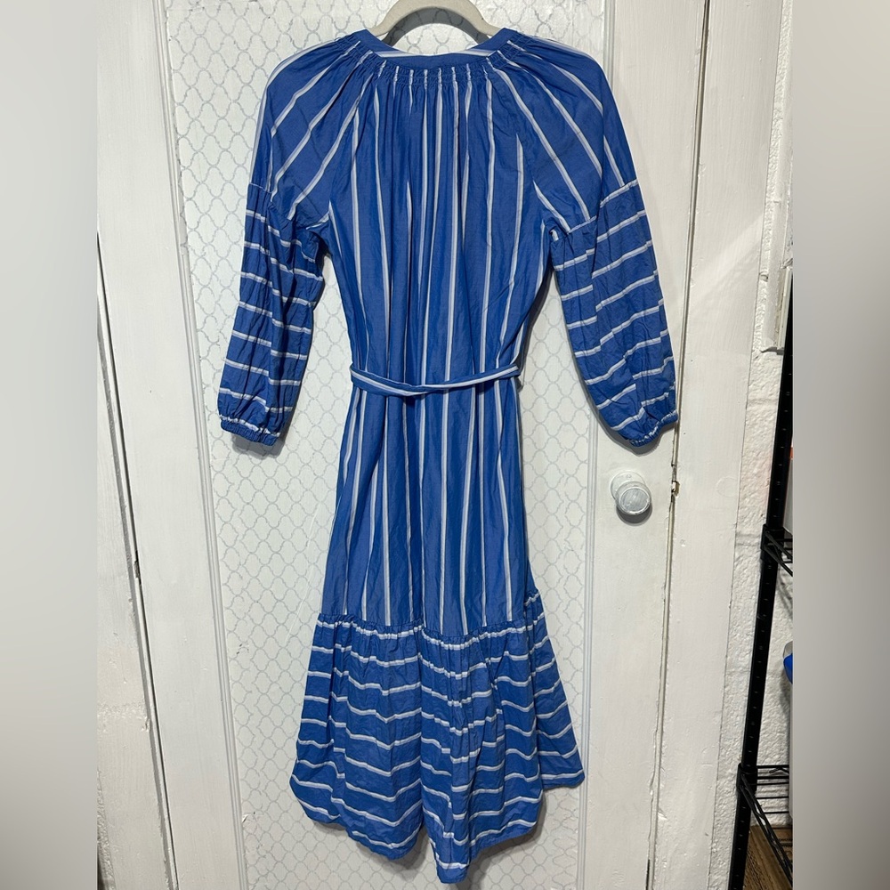 Rails Vittoria Dress XS Blue Stripe Puff Sleeve Belted Vacation Dress - Picture 6 of 11